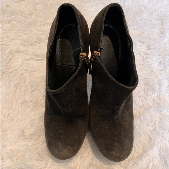 YSL smoke grey suede platform ankle booties - Picture 5 of 7